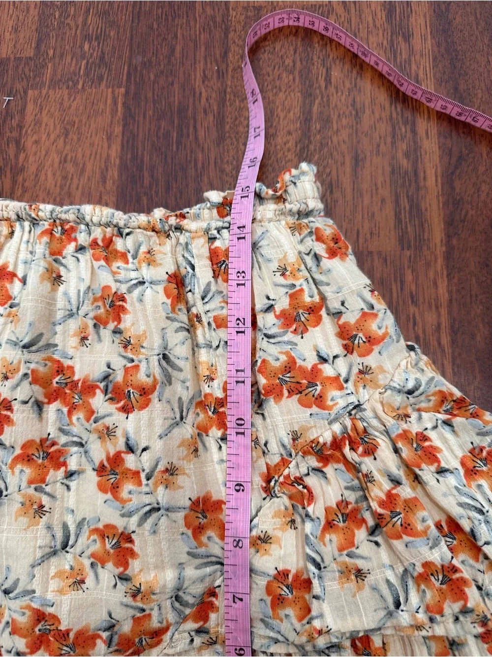 MINKPINK Zahari Floral Tiered Ruffle Mini Skirt in Cream and Rust. Boho S